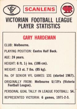 1974 Scanlens VFL #93 Gary Hardeman Back